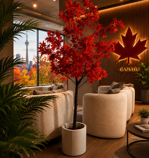 Maple leaf planter with vase