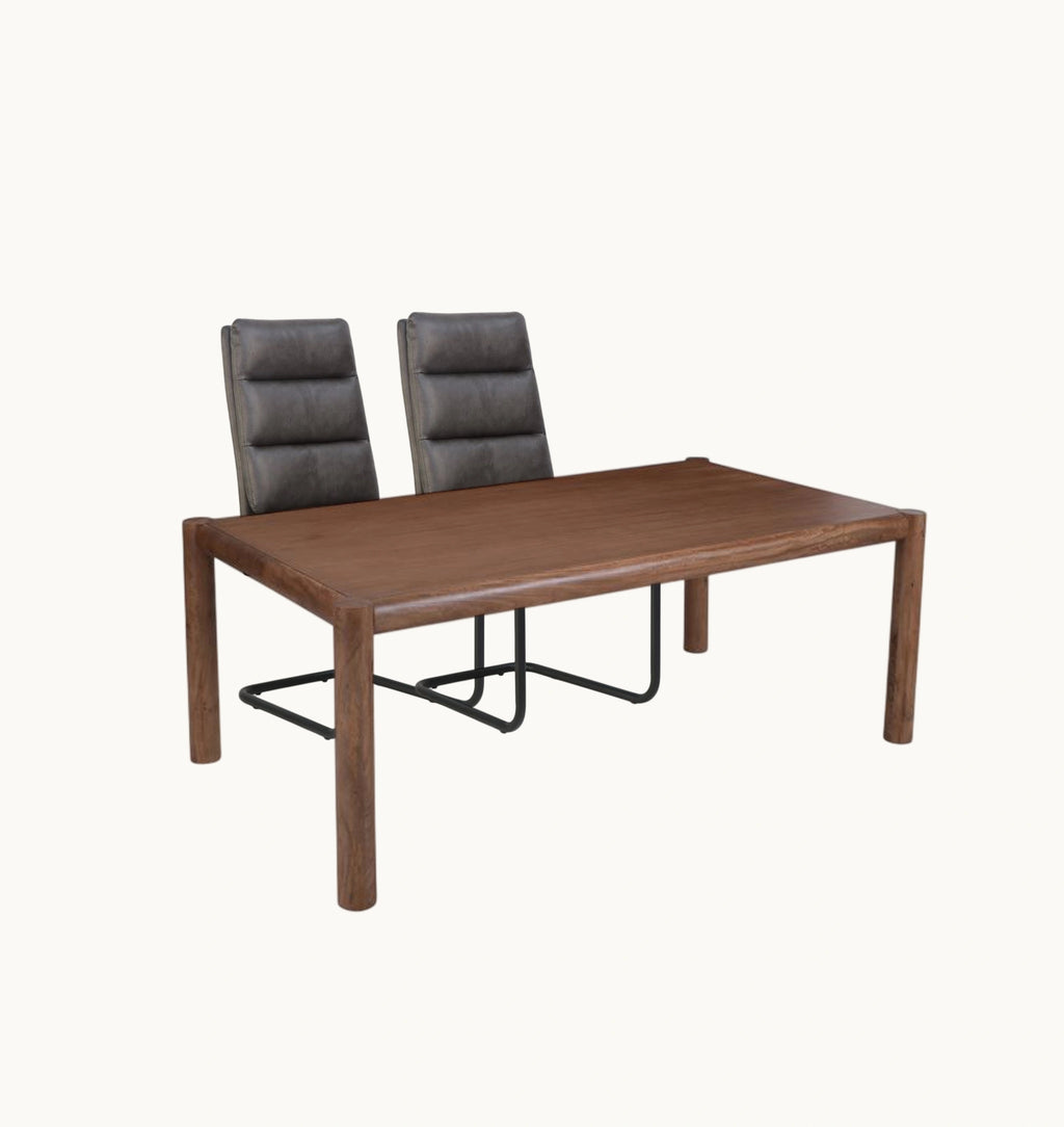 Advik and Brodi 7pc Dining Set - Walnut Table and Charcoal Faux Leather Chairs