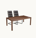 Advik and Brodi 7pc Dining Set - Walnut Table and Charcoal Faux Leather Chairs