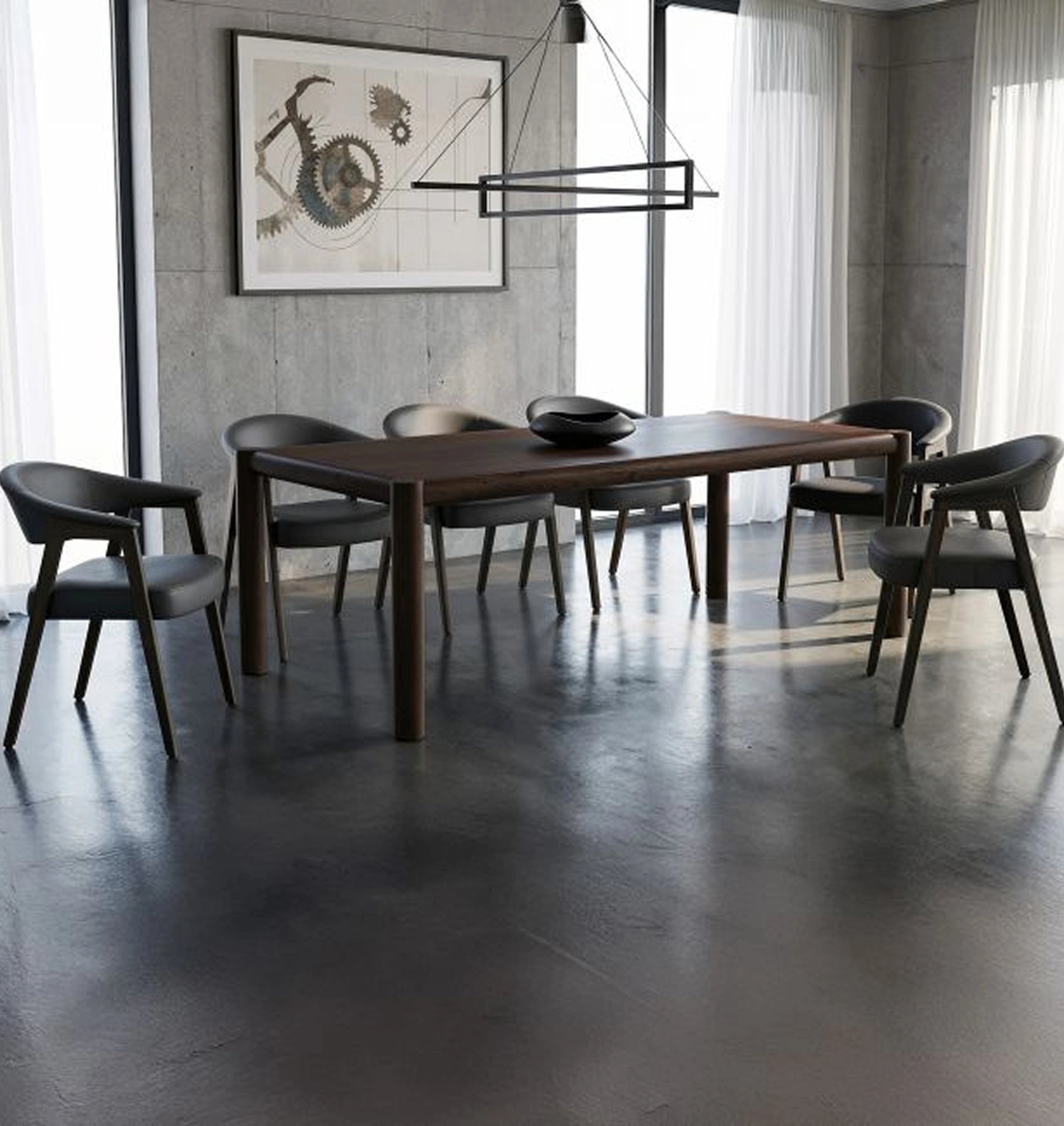 Advik and Bexley 7pc Dining Set - Mocha Table and Black and Dark Walnut Chairs