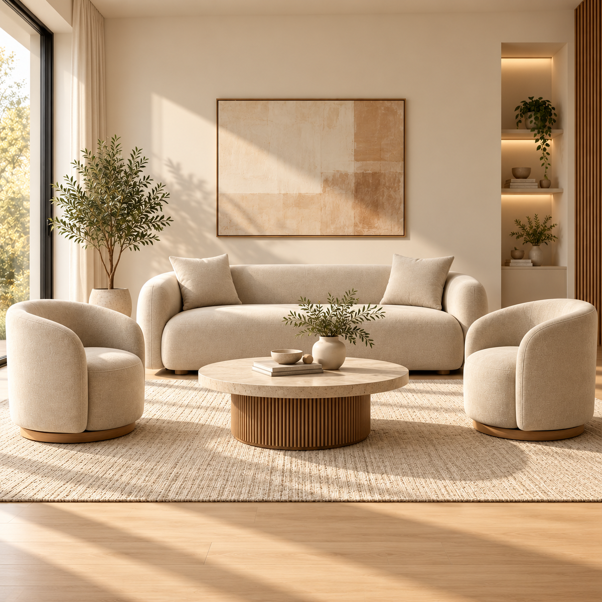 Ronaldo Swivel Chair Beige